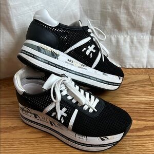 Premiata Black and White Sneakers